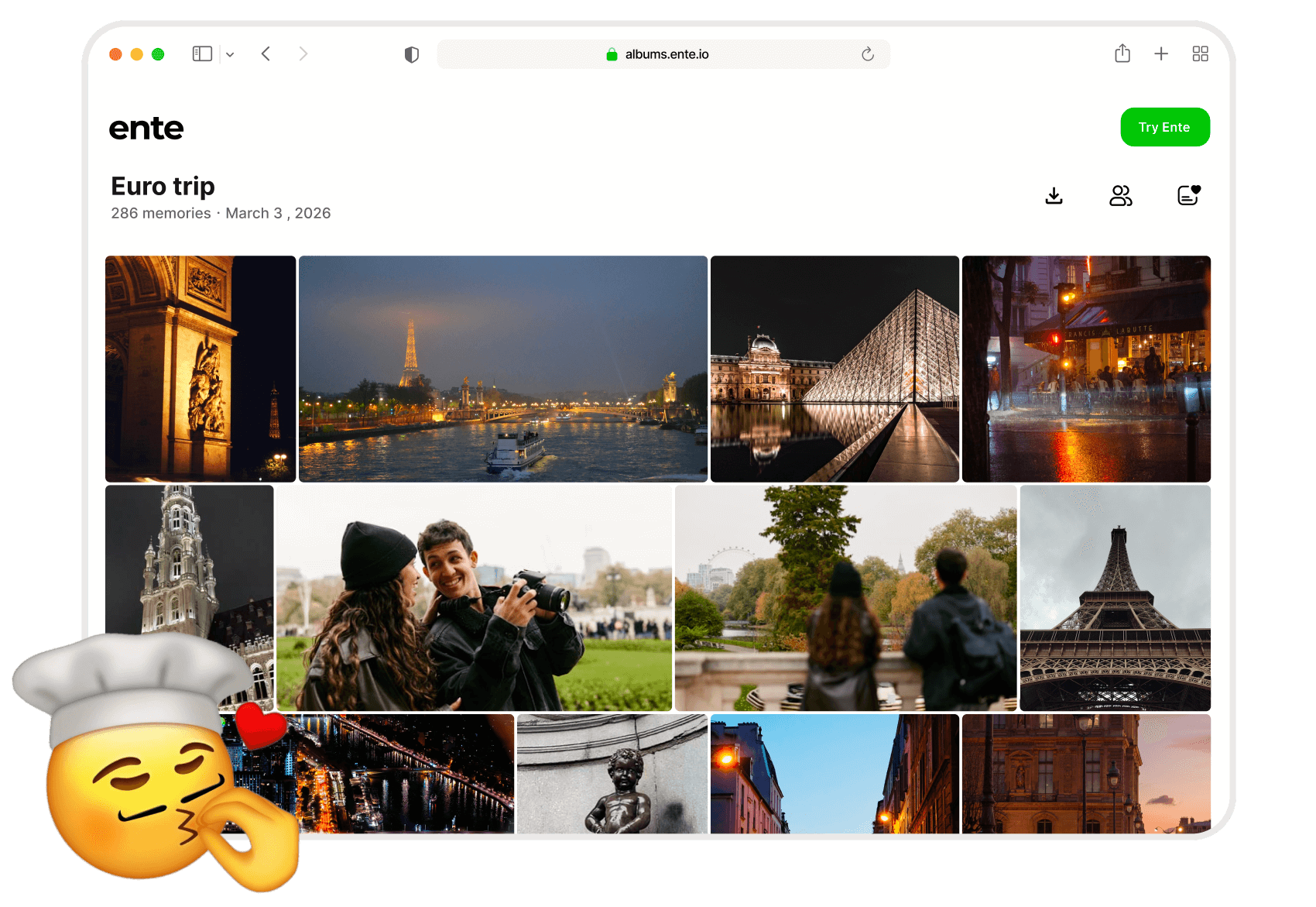 Illustration of masonry layout for public albums