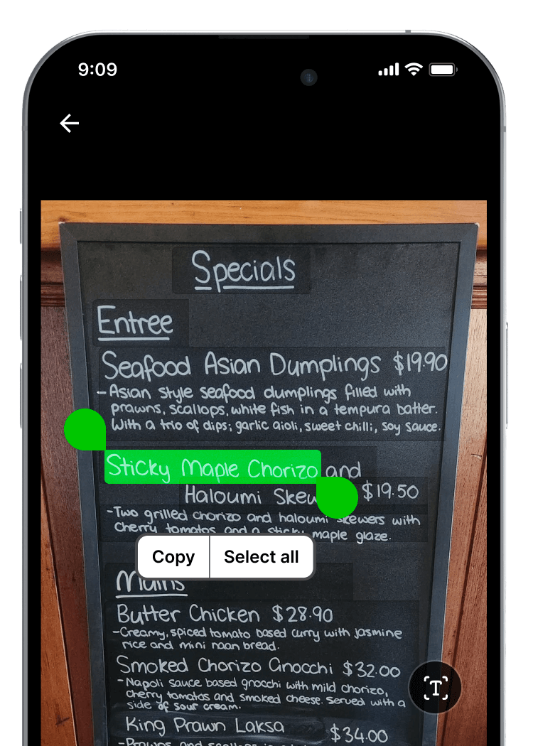 OCR feature on Android